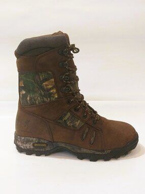 Browning Hunting Boots Mens 8 Brown Green Camo Thinsulated Ultra Outdoors Hiking